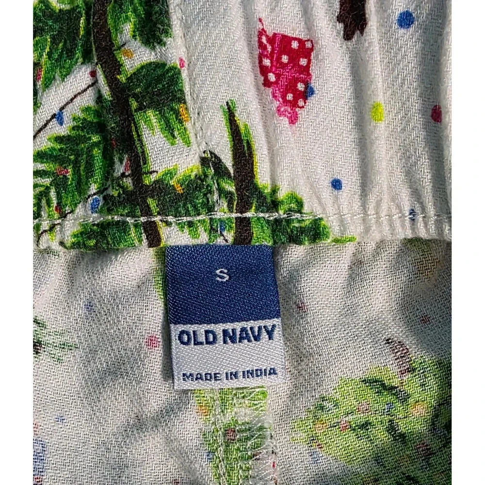 Old‎ Navy Christmas Tree Pajama Pants Small White Cotton Holiday Lounge Bottoms